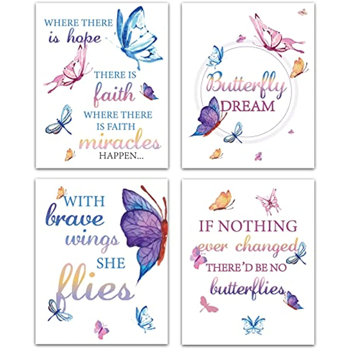 Butterfly Inspirational Quote Art Print Watercolor Dragonfly Canvas ...