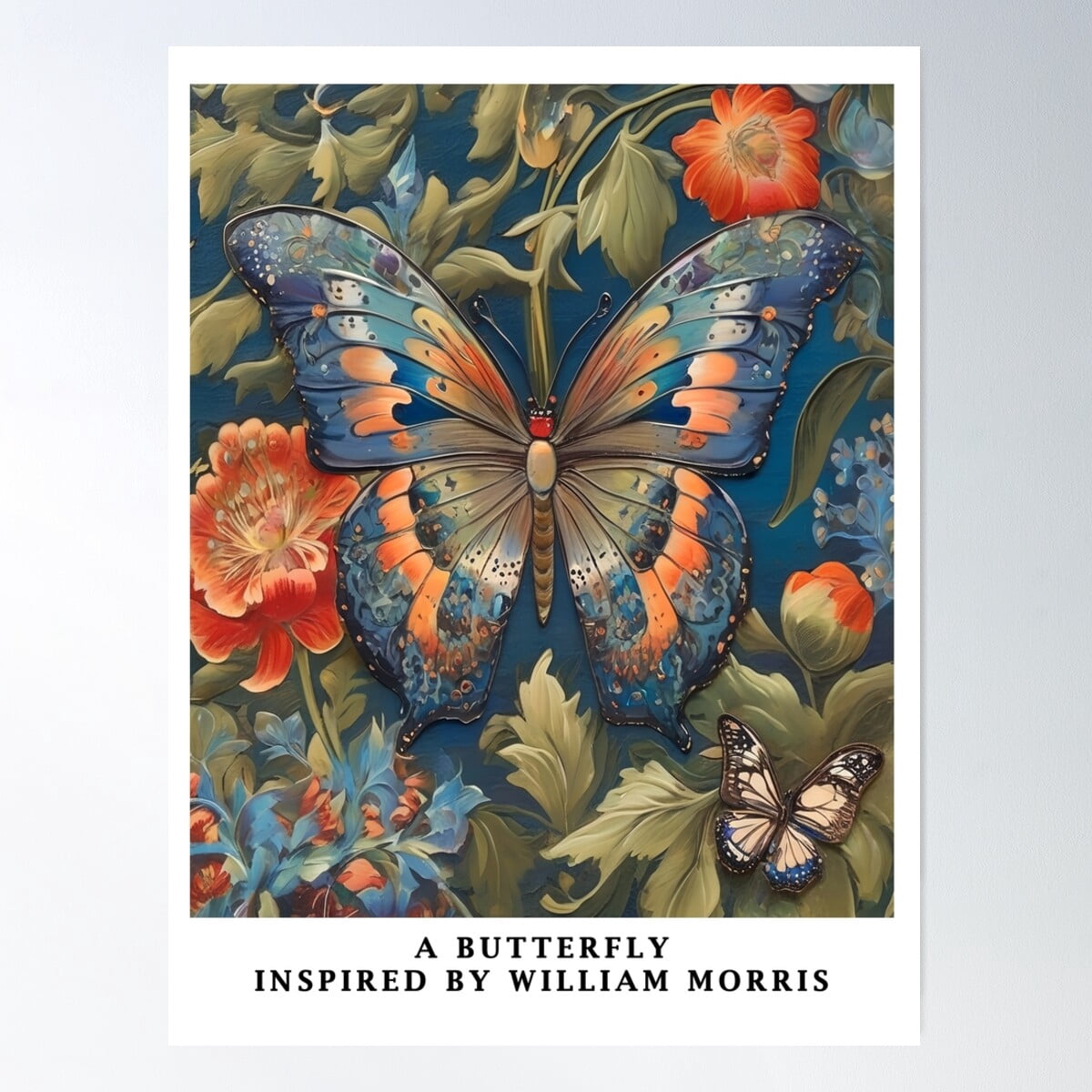 Butterfly Inspired By William Morris Style Poster Wall Art, Modern Wall ...