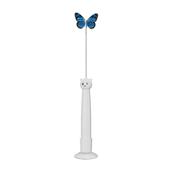 Butterfly Interactive Automatic Electric Cat Teaser Wand Stimulating Toys Rechargeable Play Moving Chase White