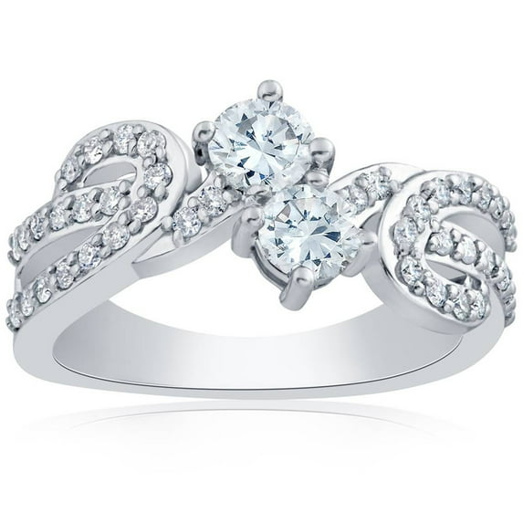 Butterfly Jewel 2 Ct Round Cut Moissanite Wedding Her Ring - Stamped 14K White Gold Plated Weeding Anniversary Ring - Bypass Engagement Ring for Women's - Proposal Delicate Ring for Women's