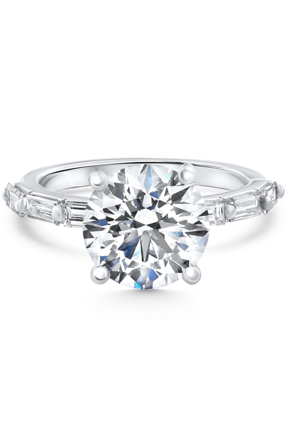 2 Ct Round Cut Simulated Moissanite - 14K White Gold Plated Rings On Clearance - Gorgeous Anniversary Gift for Women's - 30th Wedding Anniversary Gift - Birthday Gift