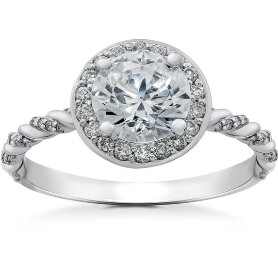 Butterfly Jewel Beautiful 1.3 Ct Round Cut Moissanite Ring - Simulated Moissanite in 14K White Gold Plated - Engagement Ring for Women - Perfect Gift for Anniversaries & Proposals - Proposal Ring