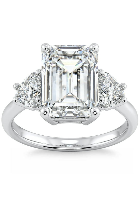 Emerald Cut 2 Ct Moissanite Engagement Knife Edge Shank Ring for Women's - 14K White Gold Plated Solitaire Wedding Anniversary Ring - Anniversary Gifts - Moissanite Ring for Her