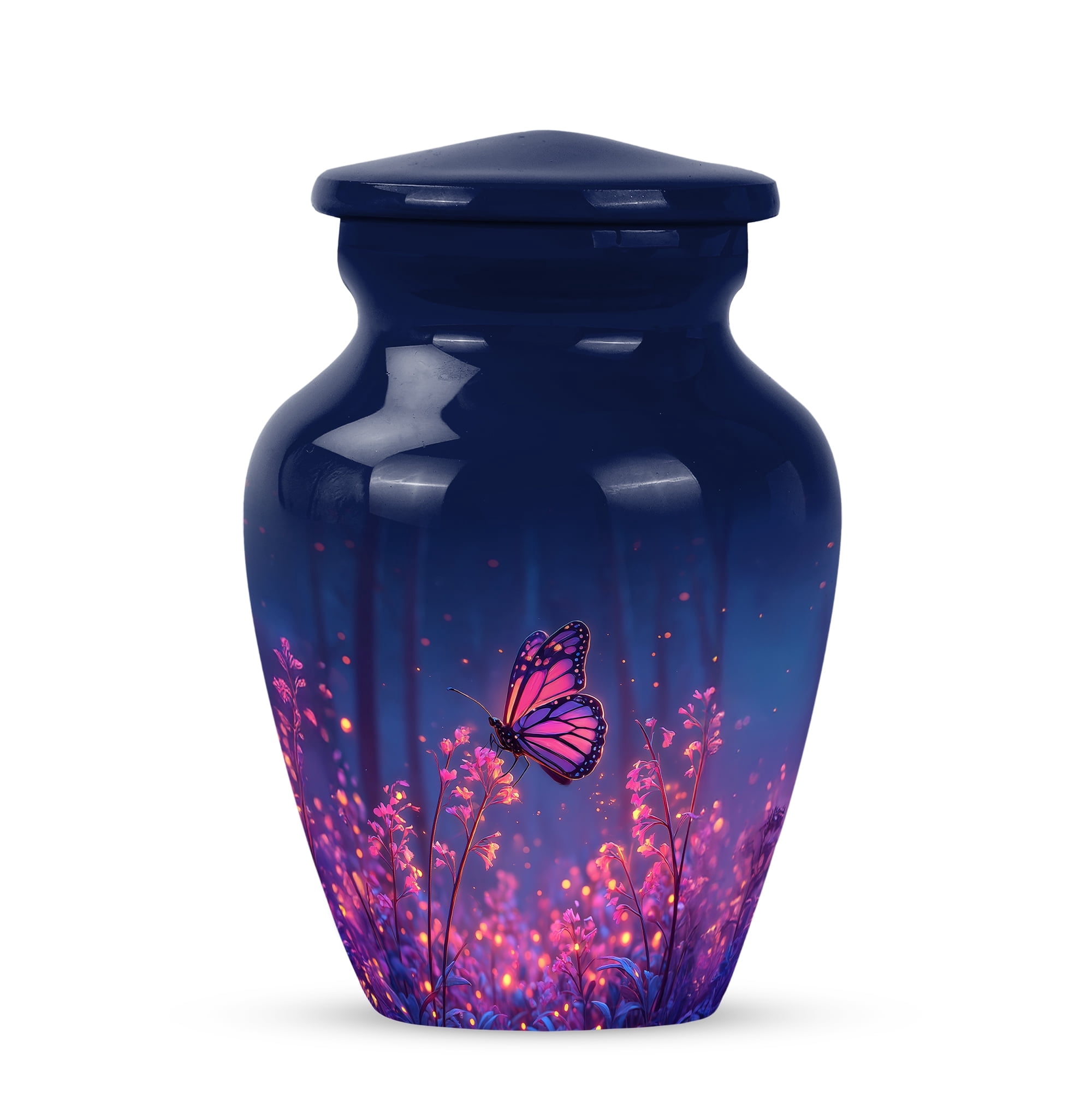 Butterfly Keepsake Memorial Urn For Ashes Adult Male & Female - Pink Flowers Cremation Urns For Adult Man And Women - 3 Inch Blue Mini Urns For Human Ashes