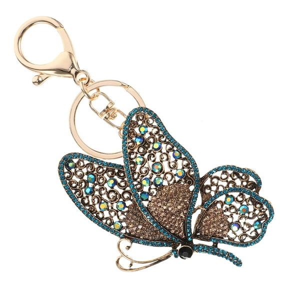 Butterfly Keychain Butterflies Ring Rhinestone Chains for Women Accessories Backpack Purse Child