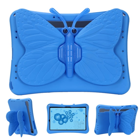 Butterfly Kids Case for Samsung Galaxy Tab S9 FE 5G 10.9"/ S9/ S8/ S7 11", Galaxy Tab A9+ Plus Case, Soft EVA Rotating Stand Lightweight Shockprof Kids Friendly Case Cover,Blue