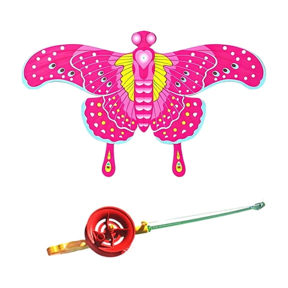 Butterfly Kite for Everyone Easy to Fly, Angling Themed Flying Toy, Dynamic Wing Kites with Fishing Rod Line for Outdoor, Beach Kite for Family Activities Two Sets Include one kite one fishing rod