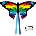 thumbnail image 1 of Butterfly Kites for Kids & Adults, Colorful Beach Single Line Kite with Long Tail, Winding Handle, Easy to Fly, Large Beginner Kite for Park Outdoor Games Activities, 1 of 7