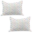 thumbnail image 1 of Butterfly Knitted Quilt Pillowcover Set of 2, Doodle Style Various Animals Rainbow Colored Abstract Line Creatures Dotted Wings, Standard Queen Pillow Sham Bedroom, 30" x 20", Multicolor, by Ambesonne, 1 of 1