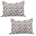 thumbnail image 1 of Butterfly Knitted Quilt Pillowcover Set of 2, Floral Arrangement with Vibrant Colored Butterflies with Design Elements, Standard Queen Pillow Sham Bedroom, 30" x 20", Multicolor, by Ambesonne, 1 of 1