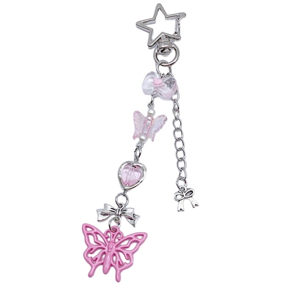 Butterfly Knot Phone Lanyard Beaded Phone Charm Wrist Strap Anti Lost Chains Cellphones String Straps Y2K Style Ornament