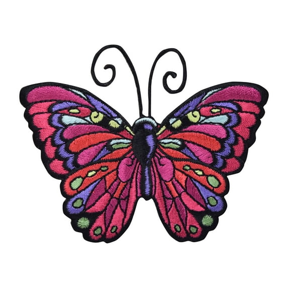 Butterfly - LARGE 3-1/2" - Fuchsia - Jewel Tone - Iron on Applique/Embroidered Patch