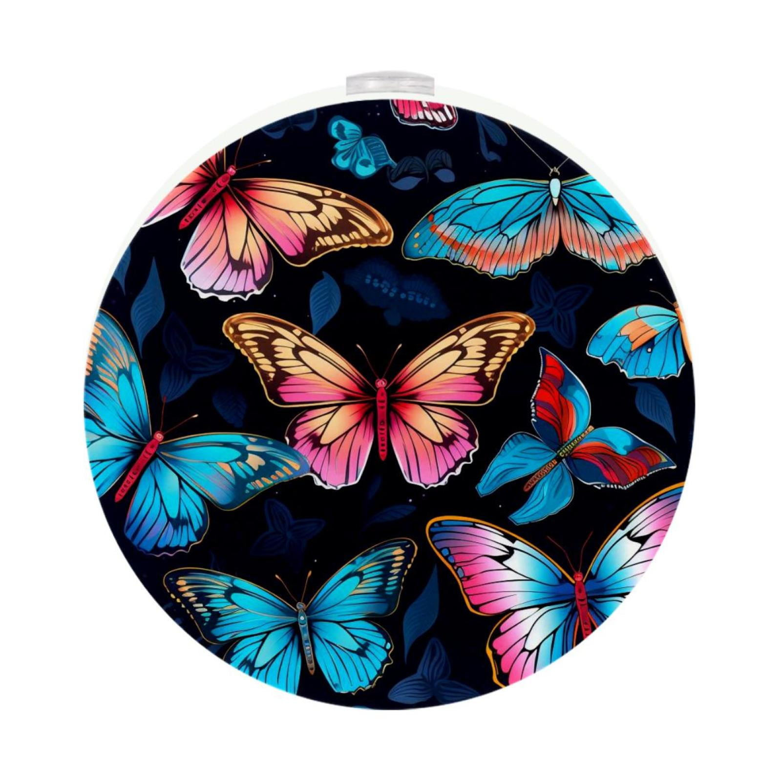 Butterfly LED Round Night Light-2PCS, Plug-in Dusk to Dawn Sensor Wall ...