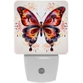 thumbnail image 1 of Butterfly LED Square Night Lights - Energy Efficient Plug-in Wall Lamp with Auto Sensor, Soft Glow Illumination - for Bedroom, Nursery, Bathroom - Set of 2, White, 1 of 6