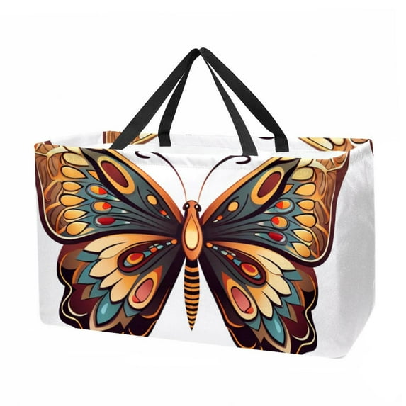 Butterfly Large Capacity Reusable Foldable Oxford Cloth Grocery Baskets - Multipurpose Storage Basket and Decorative Box