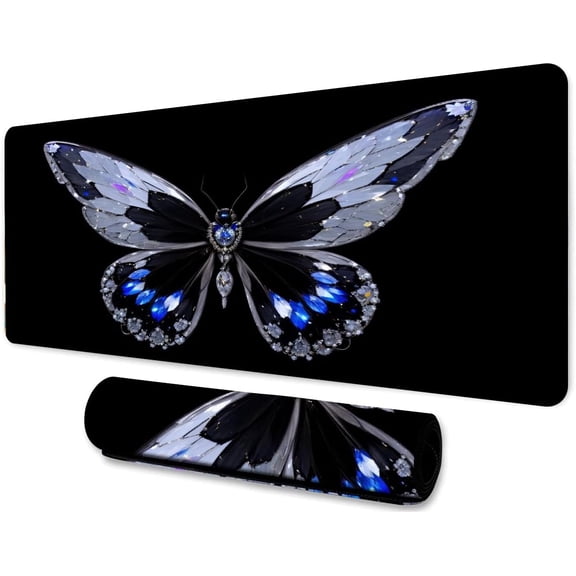Butterfly Large Mouse Pad 31.5x11.8 Inches Cartoon Wildlife Moth Gem Pattern Printed Game Mouse Pad for Home Studio Keyboard Table Mat BDHYMN212