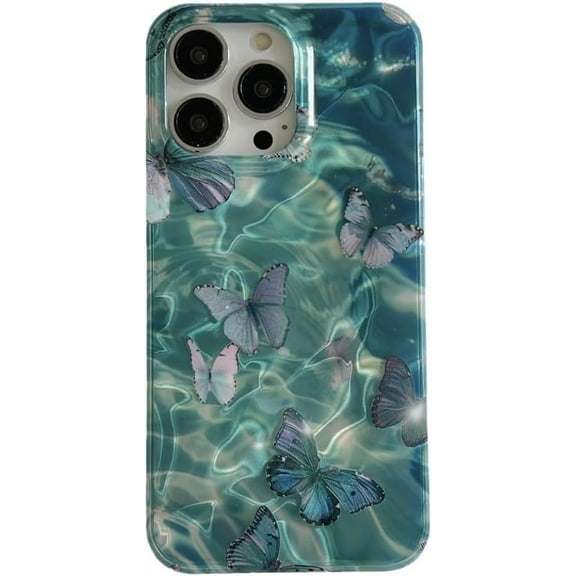 Butterfly Laser Green Water Ripple Iridescent Soft for iPhone Case (Green,iPhone 12 Pro)