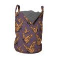 thumbnail image 1 of Butterfly Laundry Bag, Continuous Dark Orange Tone Insects with Dotted Detailed Wings, Hamper Basket with Handles Drawstring Closure for Laundromats, 13" x 19", Pale Eggplant Multicolor, by Ambesonne, 1 of 4