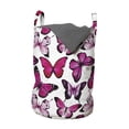 thumbnail image 1 of Butterfly Laundry Bag, Vibrant Watercolor Animals Patterns Warm Climate Creatures Spring Season, Basket with Handles Drawstring Closure for Laundromats, 13" x 19", Pink Magenta Black, by Ambesonne, 1 of 4