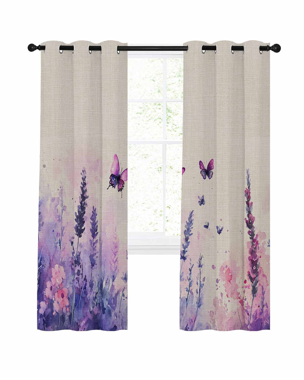 Butterfly Lavender Blackout Curtains 63 Inch Length Spring Purple ...