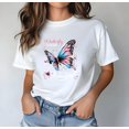 thumbnail image 1 of Butterfly Life Graphic Print T-Shirt For Women Casual Short Sleeve Tee 1 Pcs 100% Heavy Cotton - Comfortable Crew Neck, Soft Adorable Tees Tops, 1 of 5