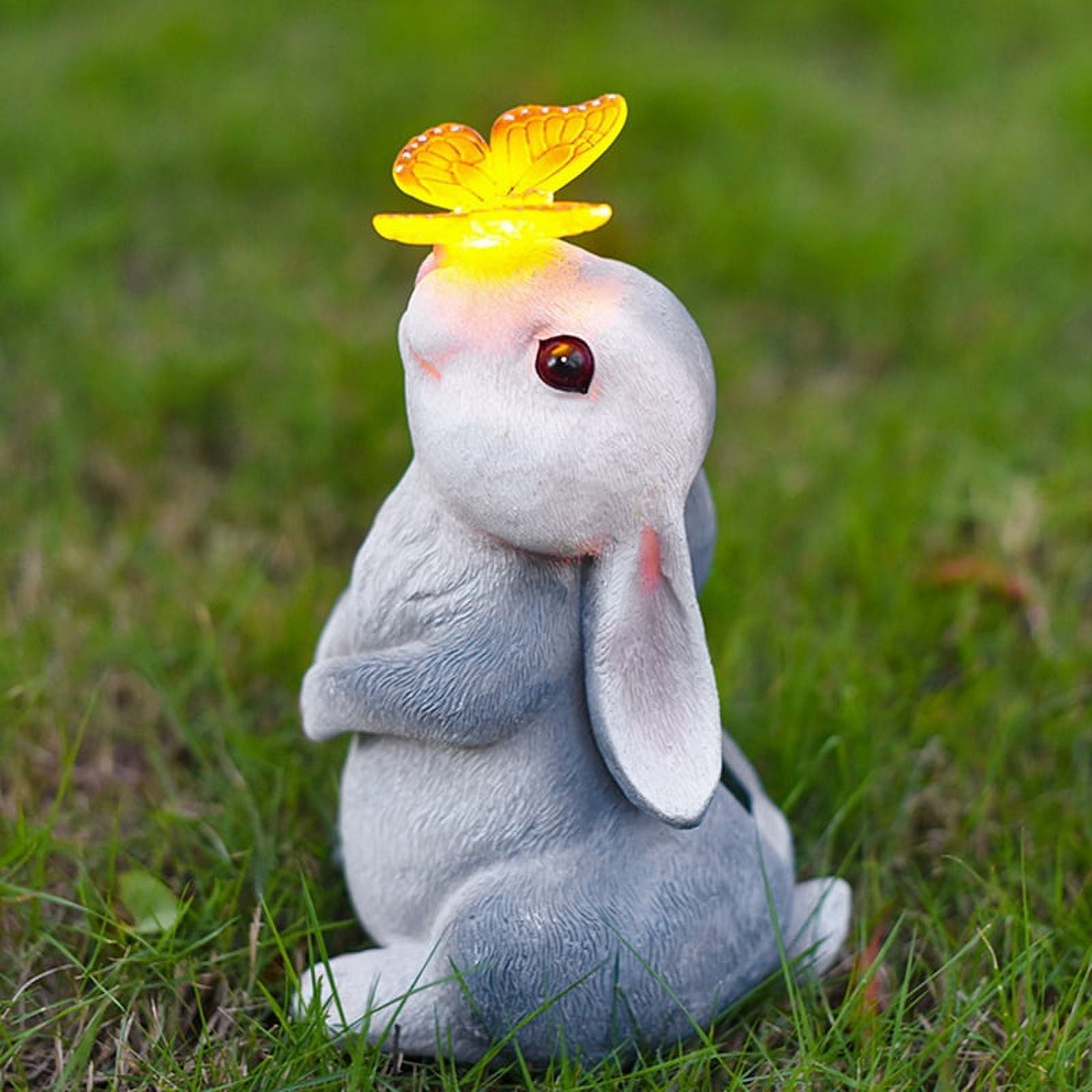 Butterfly Light Garden Statues for Bunny Lovers 22cm Garden Statue