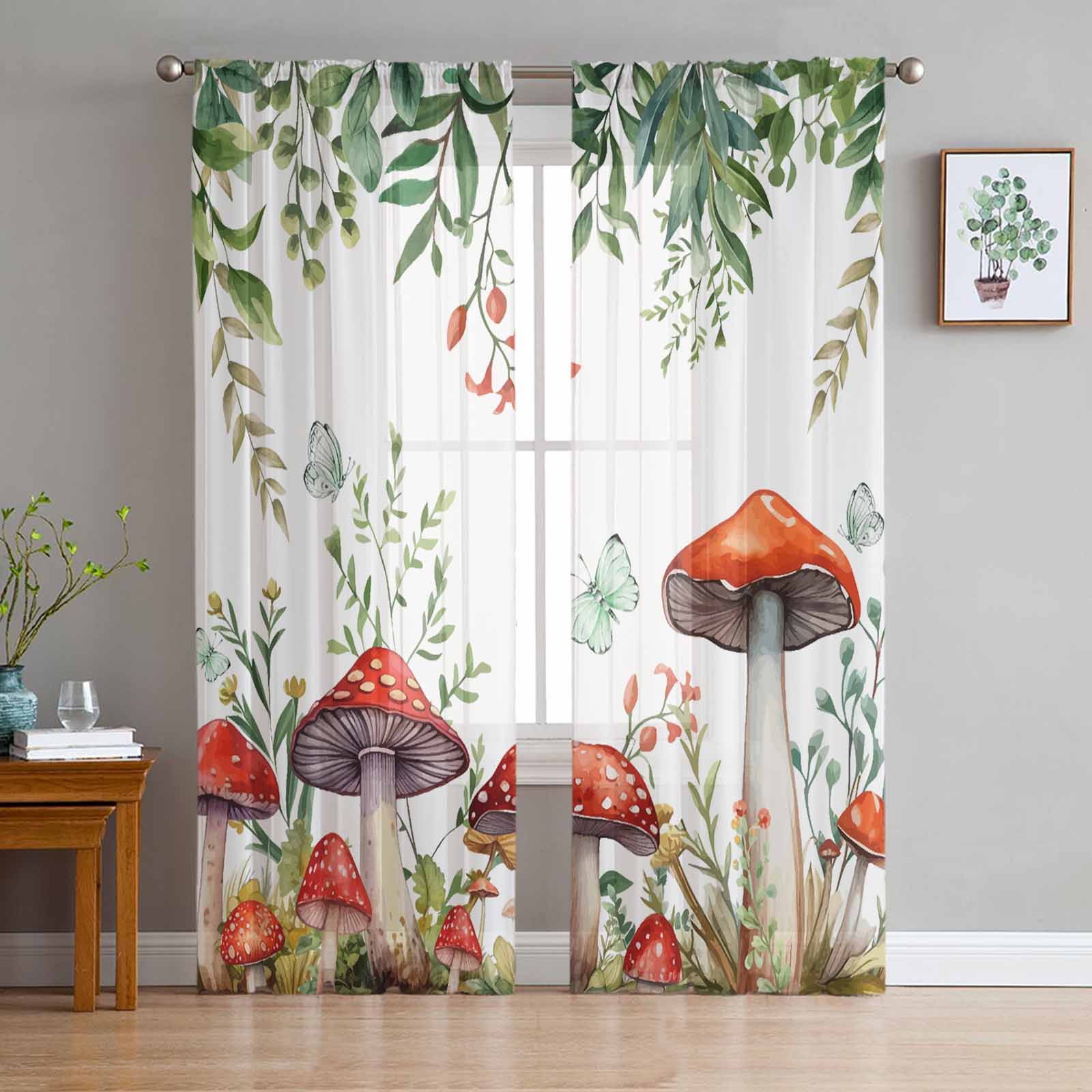 Transparent Rations Butterfly Line Flower Wreath Tulle Curtains for Living Room Bedroom ...