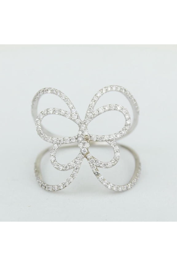 Butterfly Loop Diamond Ring, 14k Solid Gold, Natural Diamonds, Everyday Statement Ring, Animal Jewelry, Ready To Ship