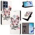 thumbnail image 1 of Butterfly Love Flower Wallet Case For Motorola Moto G 5G 2025 / 2026, PU Leather Flip Folio Cover With Card Slots, Magnetic Closure, Kickstand, Shockproof Protective Phone Case,Pink Butterfly, 1 of 10