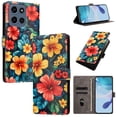 thumbnail image 1 of Butterfly Love Flower Wallet Case For Motorola Moto G 5G 2025 / 2026, PU Leather Flip Folio Cover With Card Slots, Magnetic Closure, Kickstand, Shockproof Protective Phone Case,Hibiscus, 1 of 10