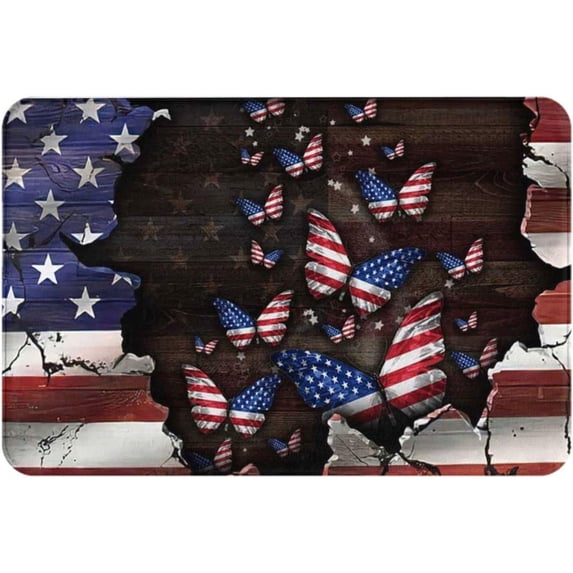 Butterfly Love Freedom Fourth of July Independence Day Bath Rugs for Shower Tub,Non Slip Bathroom Accessories Floor Indoor Doormat Room Decor Entrance Rugs 20x32 Inch