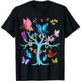 thumbnail image 1 of Butterfly Lovers Butterflies Circle Around The Tree Design T-Shirt, 1 of 3