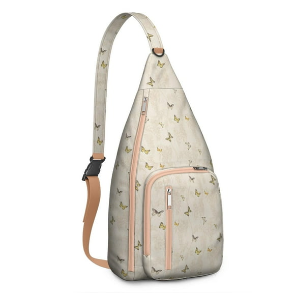Butterfly Lovers Sling Bag - Waterproof Crossbody Chest Bag with Floral Pattern, Lightweight Travel Shoulder Pack for Hiking/Cycling (Unisex Aesthetic Design)