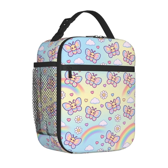 Butterfly Lunch Bag, Dark Cottagecore Leaves Insulated Cooler Box, Reusable Antique Thermal Handbag, Aesthetic Forest Insect Meal Prep Tote for Family