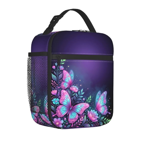 Butterfly Lunch Bag, Insulated Portable Cooler Tote, Reusable Fashion Commute Thermal Handbag, Beautiful Patterned Lunch Box, Thoughtful Holiday Gift for Her