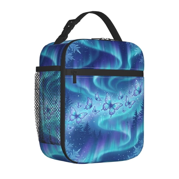 Butterfly Lunch Bag, Portable Reusable Insulated Bag, Thermal Cooler Bento Tote with Butterfly Design for Work, Weekend Travel, Picnics, and Daily Wear