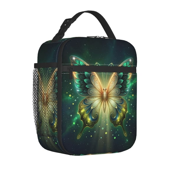 Butterfly Lunch Box, Aesthetic Patterned Insulated Meal Bag, Reusable Thermal Bento Tote for Work Commute and Outdoor Activities, Handheld Cooler Gift Bag