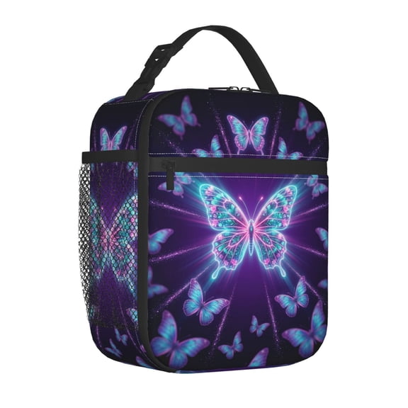 Butterfly Lunch Box, Aesthetic Patterned Insulated Meal Carrier, Reusable Thermal Bento Container, Leak-Resistant Multi-Purpose Travel Cooler Bag for Adults