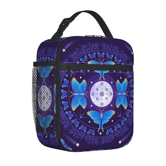 Butterfly Lunch Box, Modern Silhouette Insulated Tote, Reusable Simple Abstract Moon Moth Thermal Cooler, Chic Daily Commute Meal Bag for Work Adults
