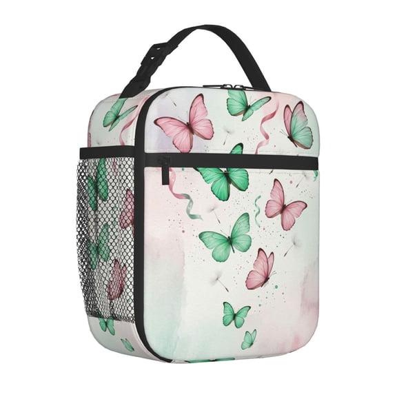 Butterfly Lunch Box, Modern Silhouette Insulated Tote, Reusable Simple Abstract Thermal Cooler, Leak-Resistant Daily Commute Meal Bag for Work Adults