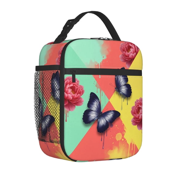Butterfly Lunch Box, Vibrant Watercolor Insulated Bag, Reusable Sunburst Thermal Tote, Bright Aesthetic Meal Prep Cooler, Unique Birthday Gift Idea