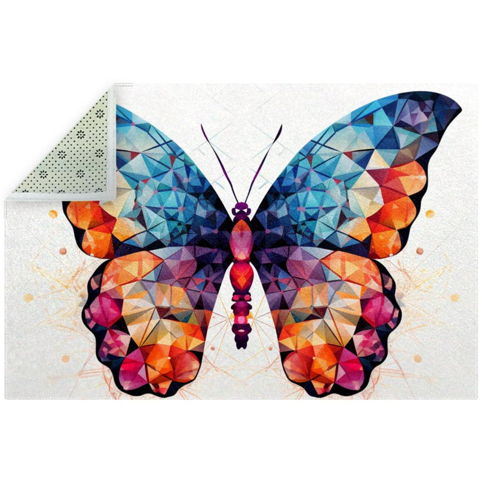 Butterfly Luxurious Polyester Area Rug Elegant Floor Mat for Living