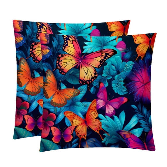 Butterfly Luxurious Velvet Pillow Covers with Unique Patterns - Set of 2, 16x16, 18x18, 20x20 Inches for Throw Pillow Inserts - Ideal for Home Decor and Gifts