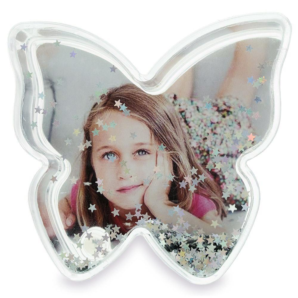 Butterfly Magic Glittery Clear Acrylic Plastic Water Globe Picture
