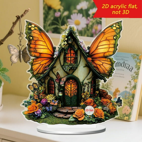 Butterfly Magic House Decoration 2D Acrylic Desktop Ornament Festival Gift Home Decor Tabletop Decoration Acrylic Art Piece Magical House Decor