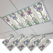 Butterfly Magnetic Fluorescent Light Covers for Ceiling Lights 2 x 4 Feet, Summer Spring Botanical Farmhouse Office Classroom Kitchen Drop Ceiling Light Covers Lighting Filters Shade Panel 4 Packs