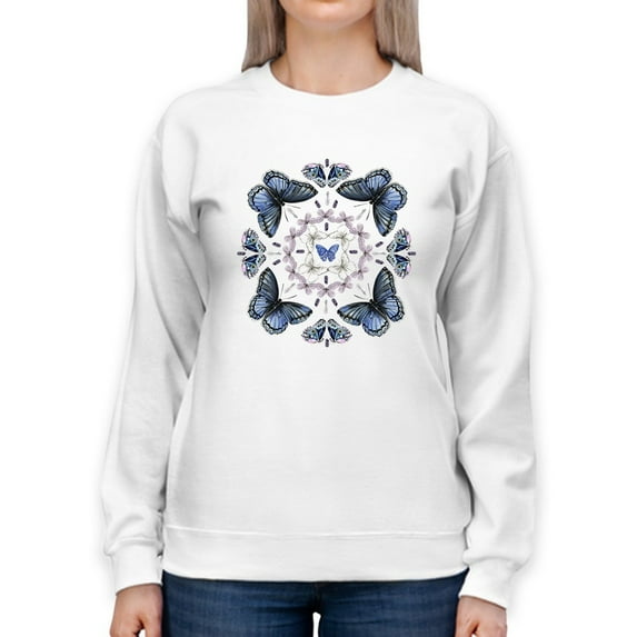 Butterfly Mandala Ii Sweatshirt Women -Jennifer Paxton Parker Designs, Female 4X-Large