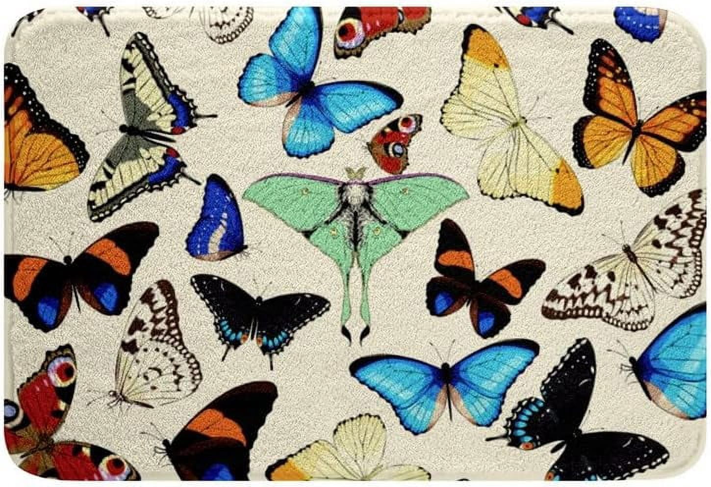 Naturestep Rug Butterfly Butterfly Mat Multicolor Butterfly Bath Rugs for Girls Woman,Flying ...