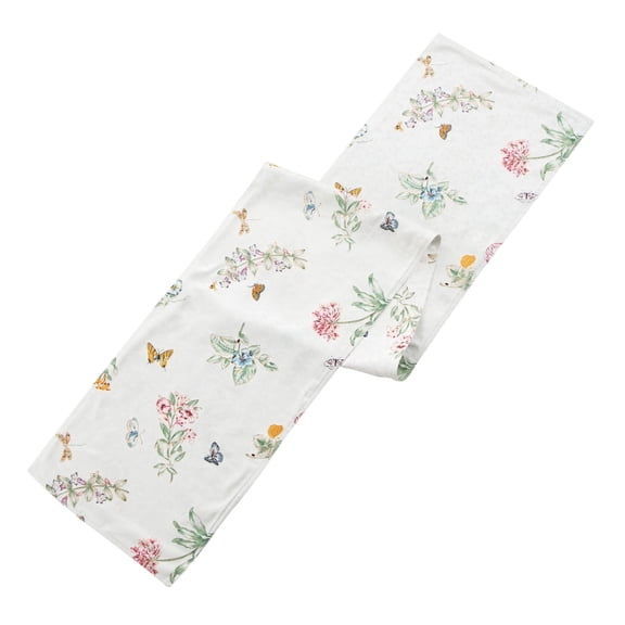 Lenox Butterfly Meadow Jacquard Damask Multi-Color Table Runner, 70x14"