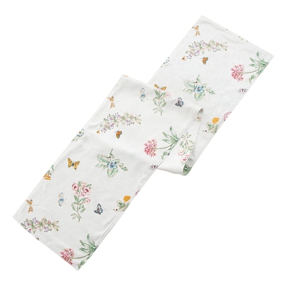 Lenox Butterfly Meadow Jacquard Damask Multi-Color Table Runner, 70x14"